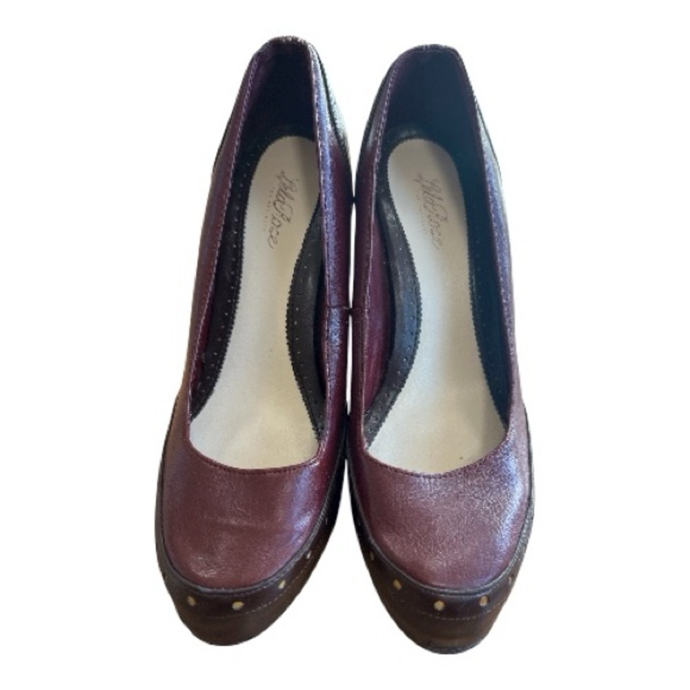 LelaRose Burgundy & Brown Heels Size 8.5 Women Dress Shoes Vintage - Picture 2 of 8